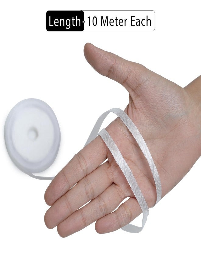 EmbroideryMaterial White Satin Ribbon Roll for Sewing, Craft, Gift Wrapping, Decorations, DIY & Return Gift Packing - 5 Rolls, 50 Metres Total, 7MM Width - Image 2